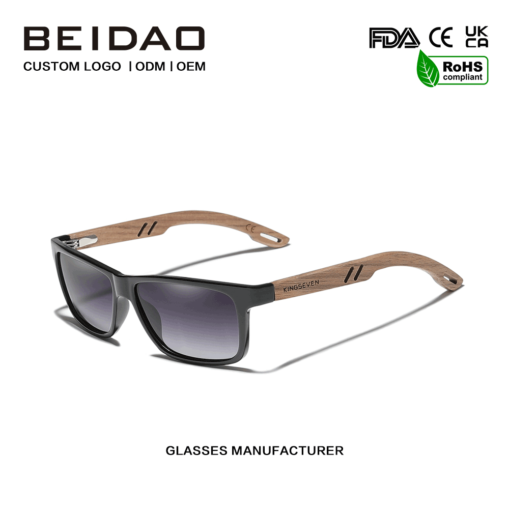Kacamata Hitam Frame Kacamata Hitam Walnut TR90 Klasik kanggo Pria Wanita