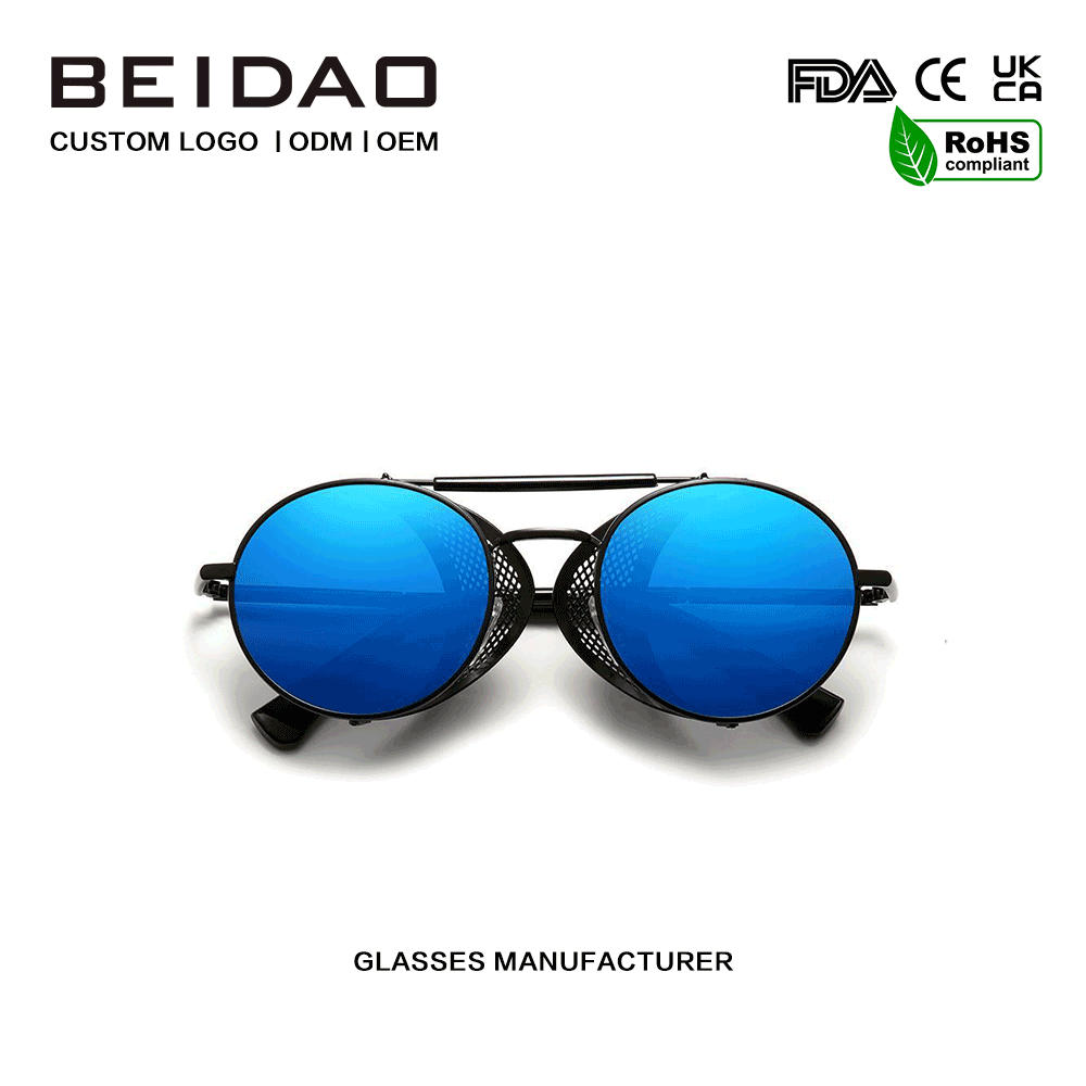 Desainer Blue Round Alloy Frame Kacamata Cross-wewatesan