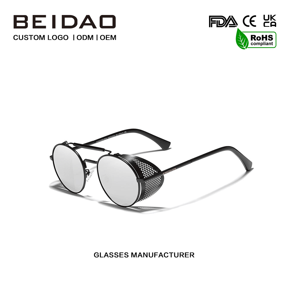 Designer New High Quality Round Alloy Frame Kacamata Hitam