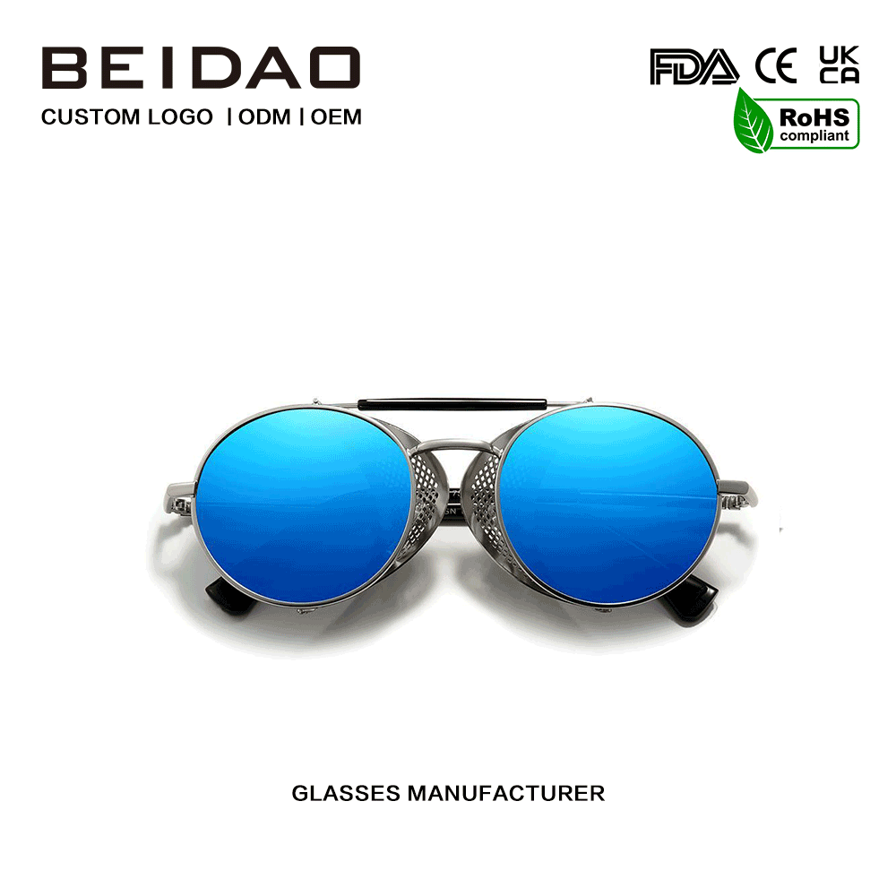 Desainer Round Alloy Frame Kacamata Fashion