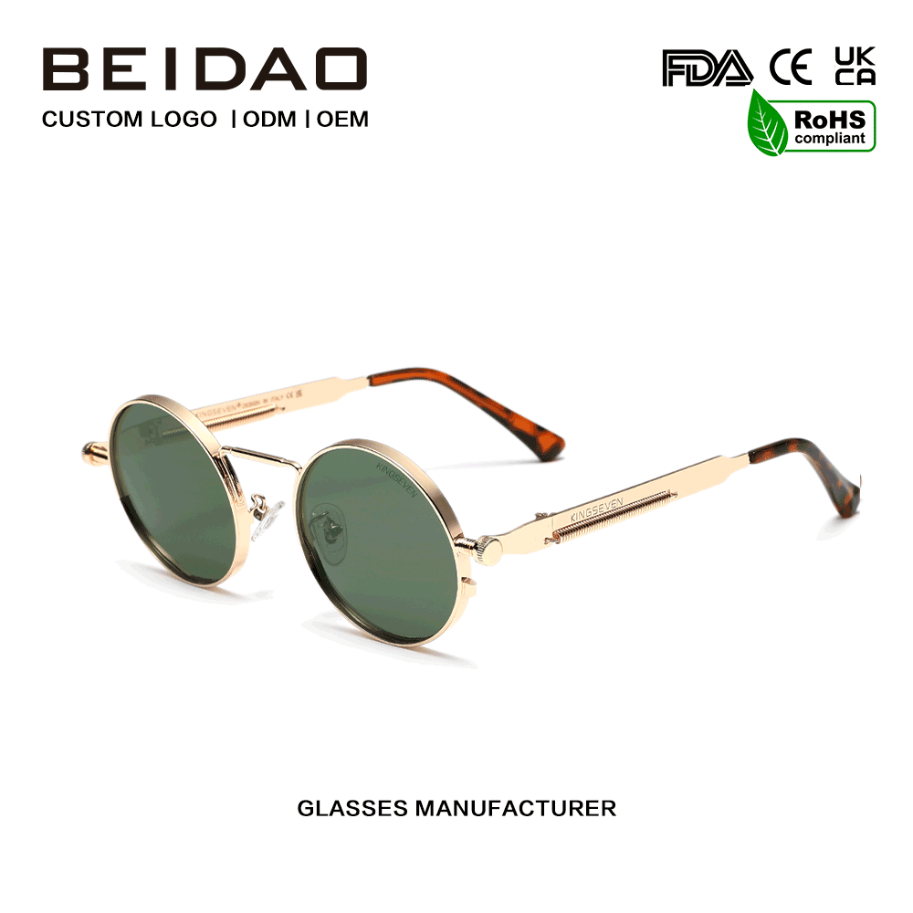 Desainer UV400 pangayoman Green Polarized Metal Frame Sunglasses