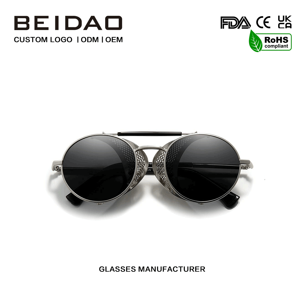 Desainer UV400 pangayoman Round Alloy Frame Cross-wates Kacamata