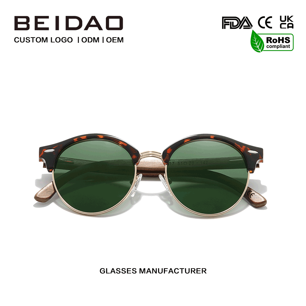Kacamata Sunglasses Kacamata Kacamata UV400 Tanpa wates Kayu Walnut