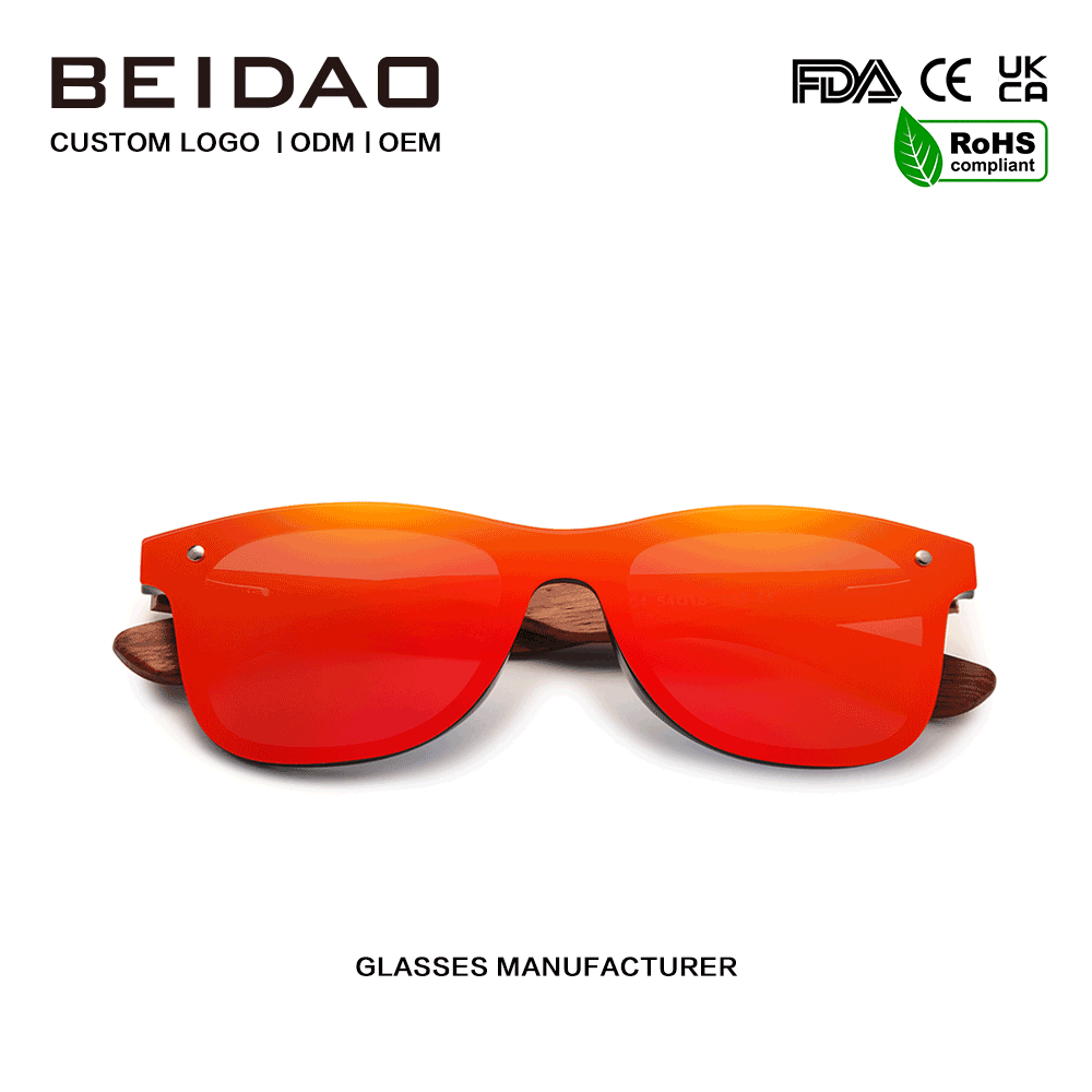 Kanggo Unisex Asli Bubinga Kayu Red Polarized Sunglasses