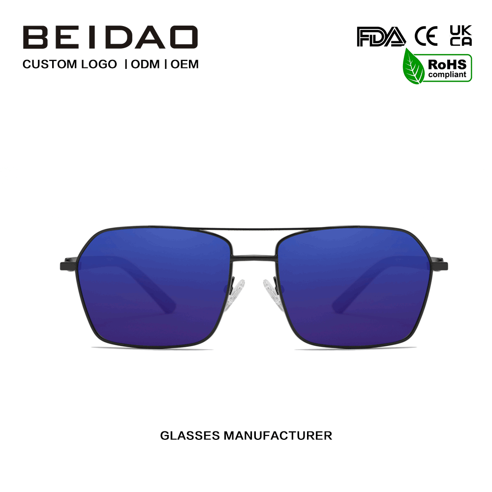 Modern Retro Aluminium Alloy Blue UV400 Lensa Sunglasses Driving