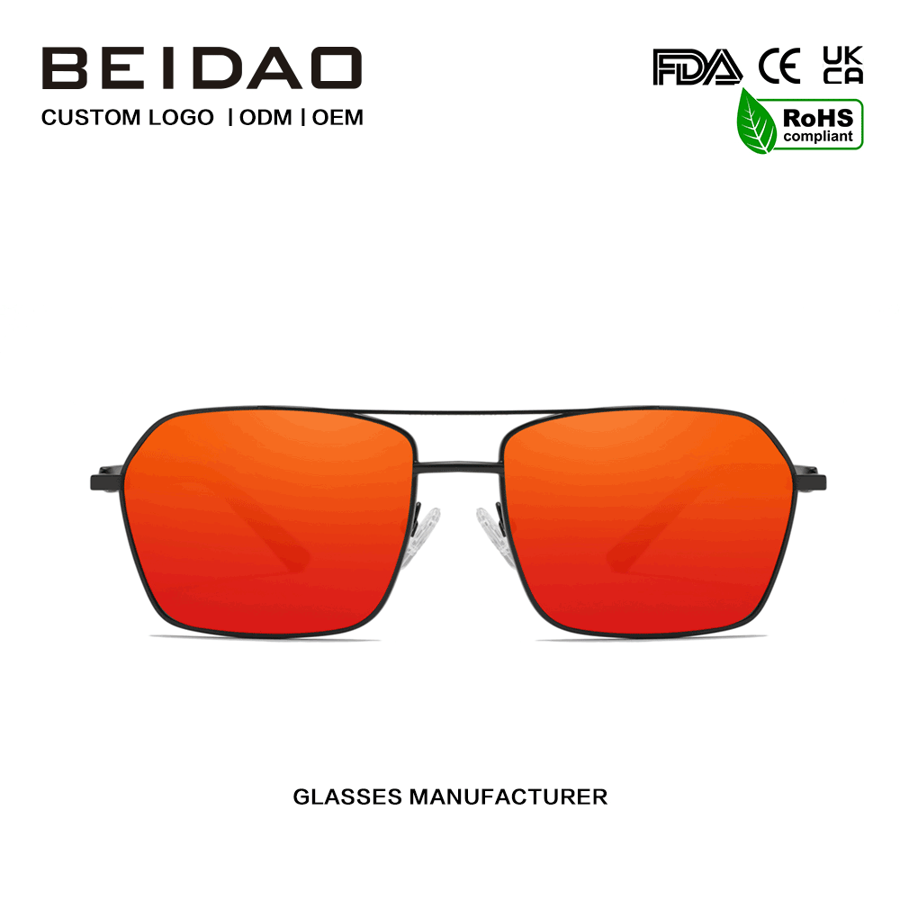 Modern Retro Aluminium Alloy Red UV400 Lensa Sunglasses Driving
