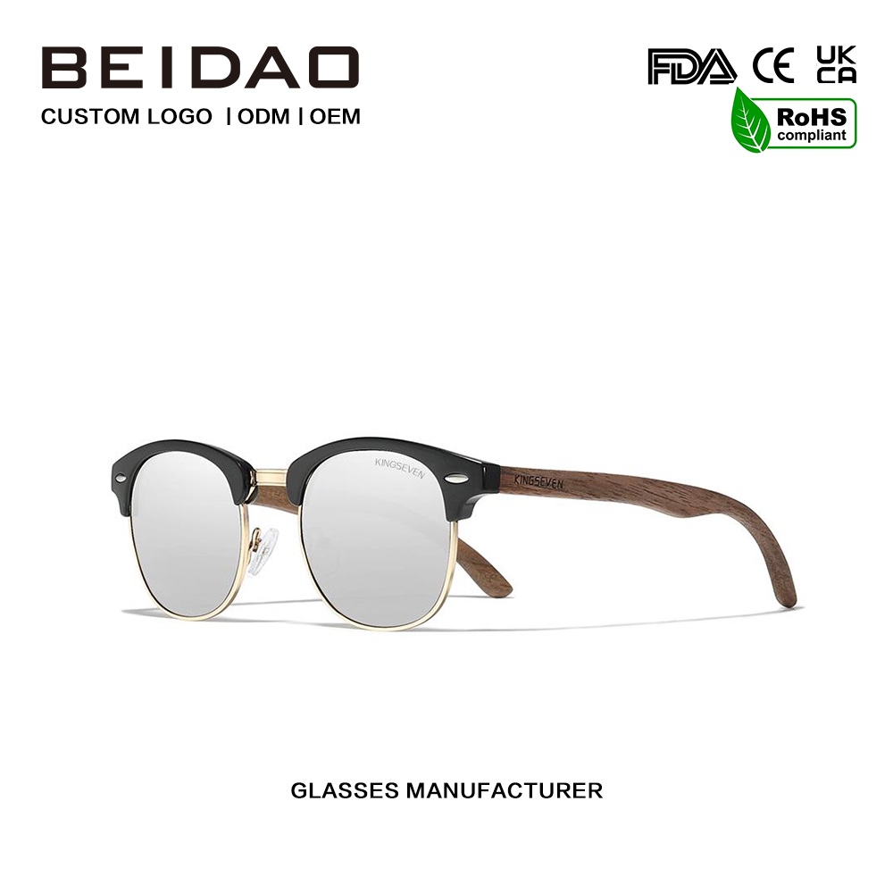 Kacamata Kayu Walnut Silver Polarized