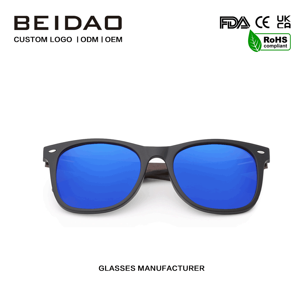 Unisex Blue Wooden Walnut TR90 Sunglasses Holiday Driving